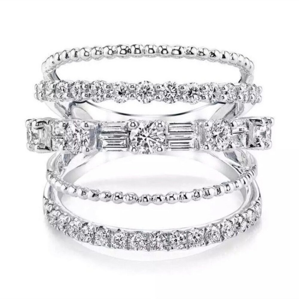NEW 925 Sterling Silver Diamond Multi Band Ring - Picture 4 of 6